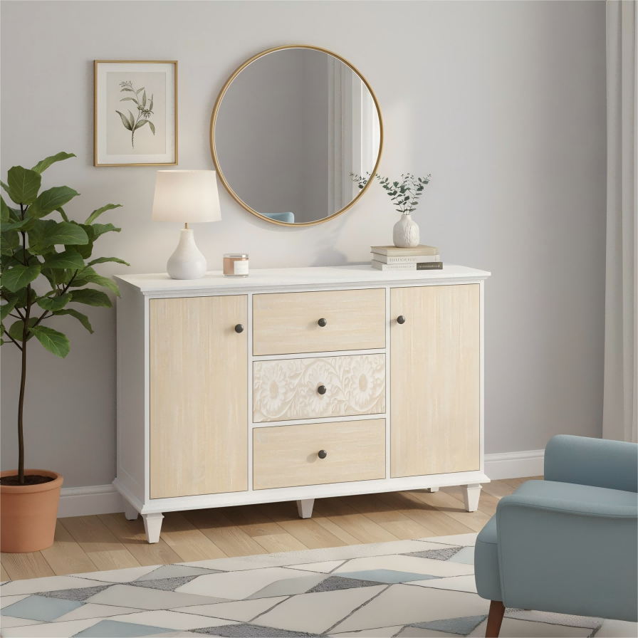 Floral Whimsy 2-Door 3-Drawer Chest